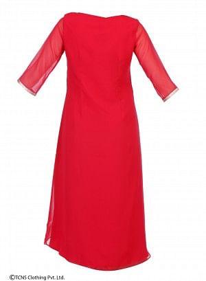 Red 3/4 Sleeve kurta - wforwoman