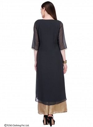 Black Embellished 3/4 Sleeve kurta