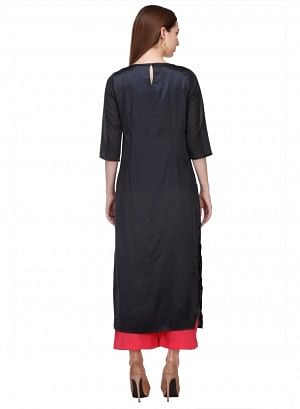 Black Printed 3/4 Sleeve kurta