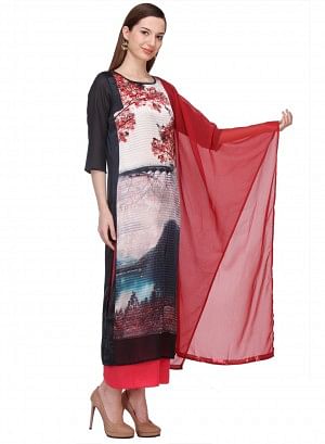 Black Printed 3/4 Sleeve kurta