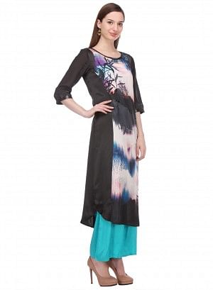 Black Printed 3/4 Sleeve kurta