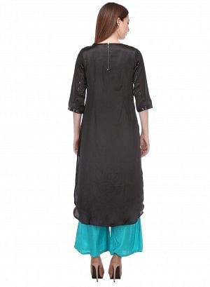 Black Printed 3/4 Sleeve kurta