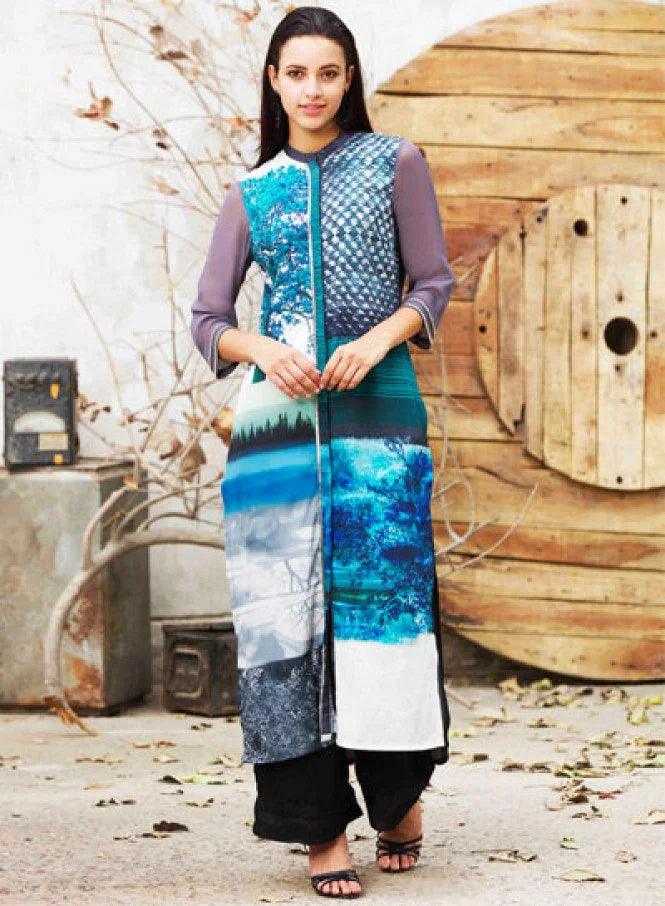 Multicoloured Printed 3/4 Sleeve kurta - wforwoman