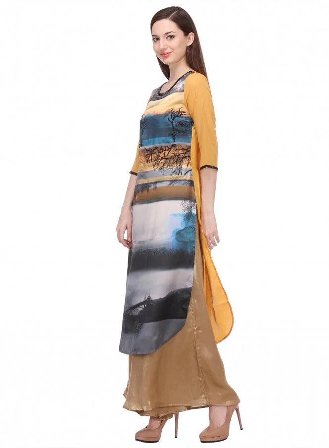 Multicoloured Printed 3/4 Sleeve kurta - wforwoman