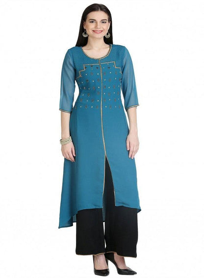 Blue 3/4 Sleeve kurta - wforwoman