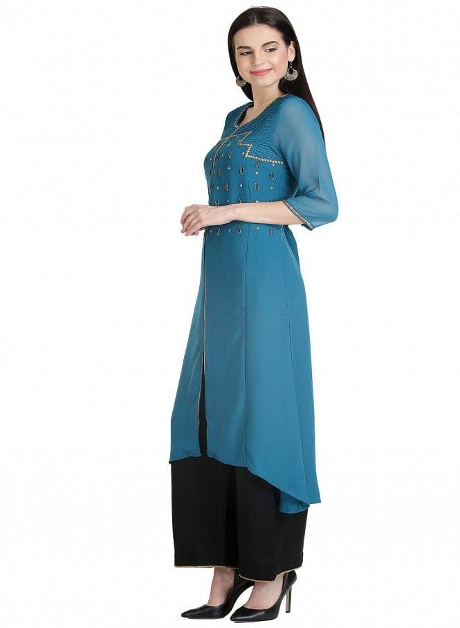 Blue 3/4 Sleeve kurta - wforwoman