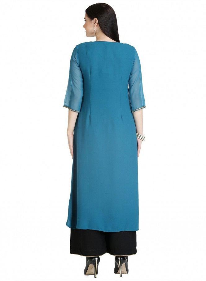 Blue 3/4 Sleeve kurta - wforwoman