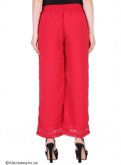 Pink Georgette Tailored Volume Pants