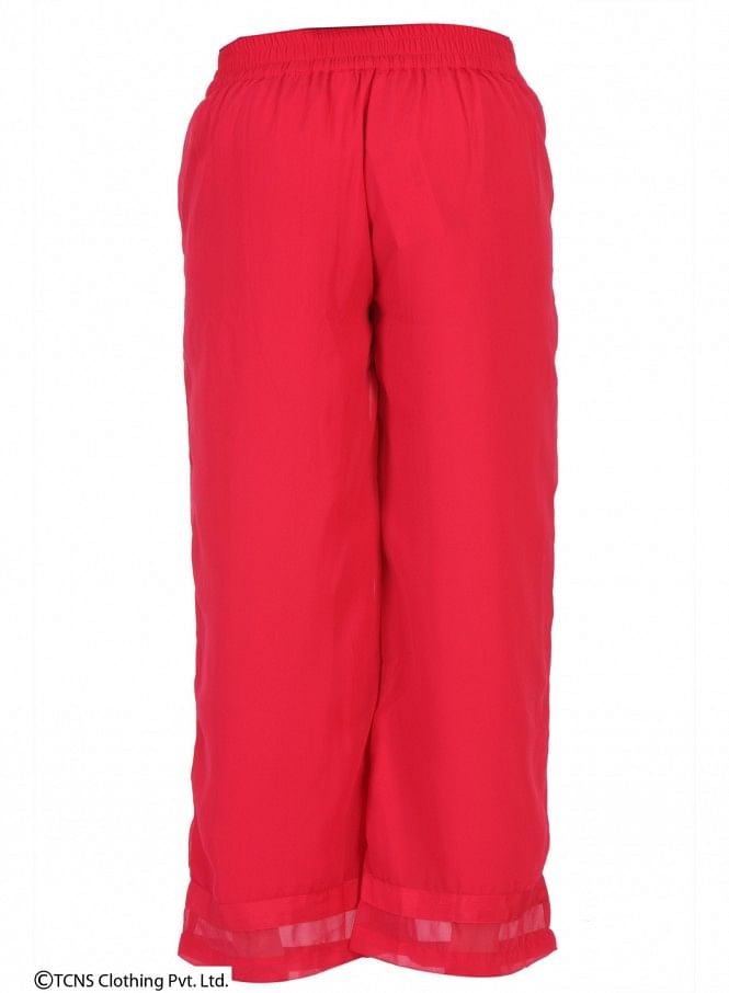 Pink Georgette Tailored Volume Pants