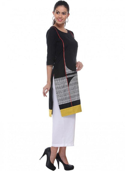 Black Printed kurta - wforwoman