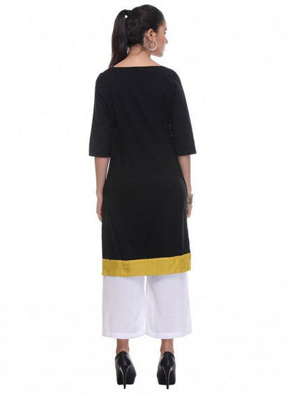 Black Printed kurta - wforwoman