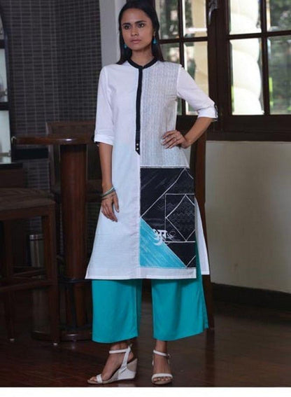 White Printed kurta - wforwoman