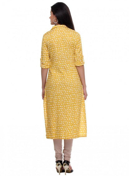 Yellow Printed kurta - wforwoman