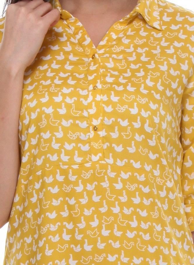 Yellow Printed kurta - wforwoman