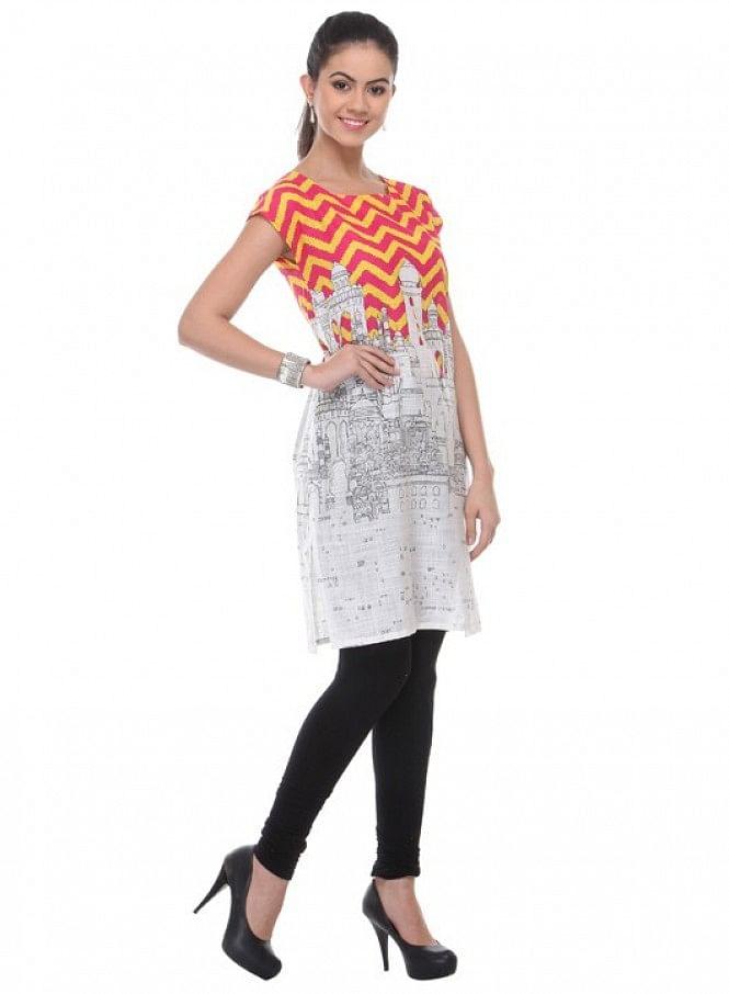 White Printed kurta - wforwoman