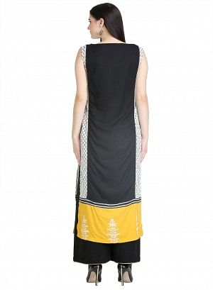 White Sleeveless Printed kurta