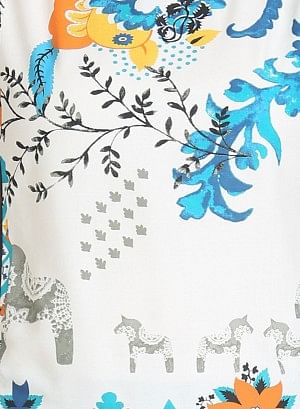 White Sleeveless Printed kurta