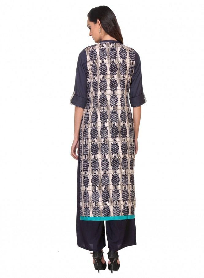 Grey Printed kurta - wforwoman