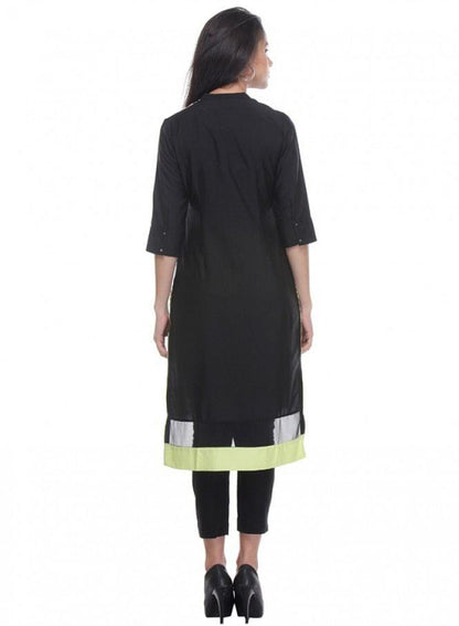 Black Printed kurta - wforwoman