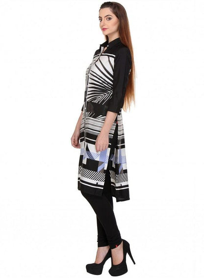 Black Printed kurta - wforwoman