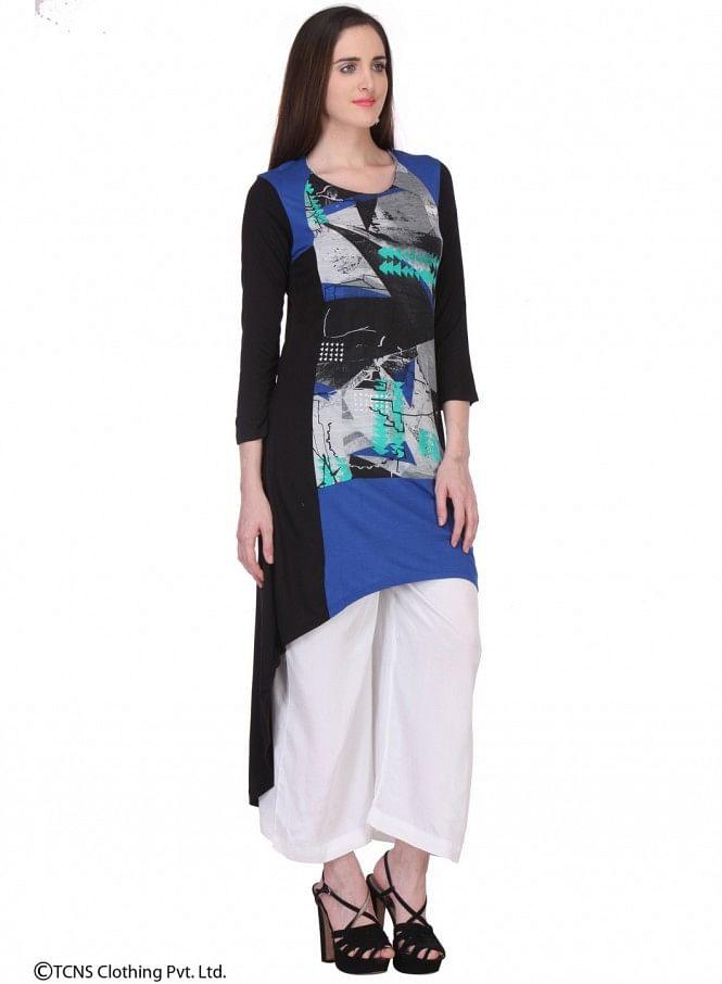 Multicoloured Printed 3/4 Sleeve kurta - wforwoman