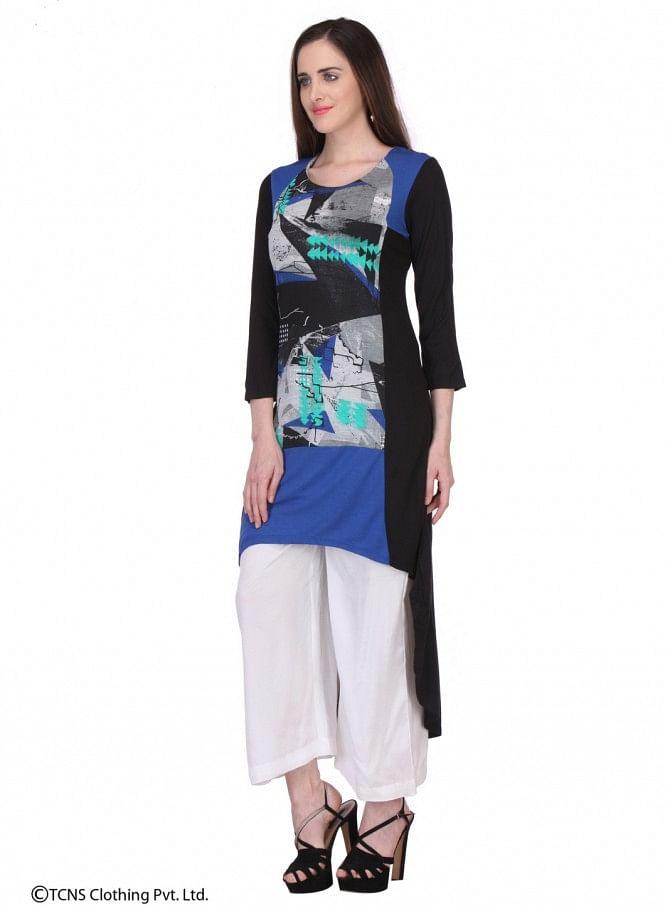 Multicoloured Printed 3/4 Sleeve kurta - wforwoman