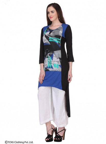 Multicoloured Printed 3/4 Sleeve kurta - wforwoman