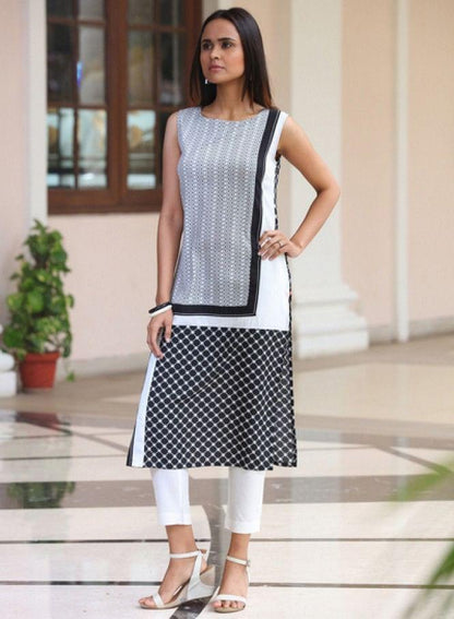 White Printed kurta - wforwoman