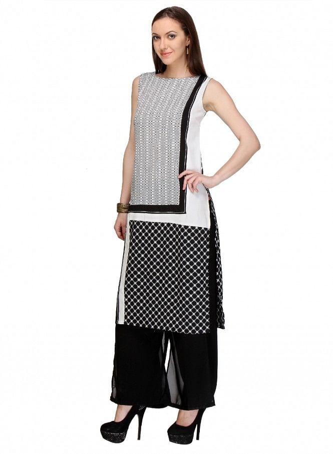 White Printed kurta - wforwoman