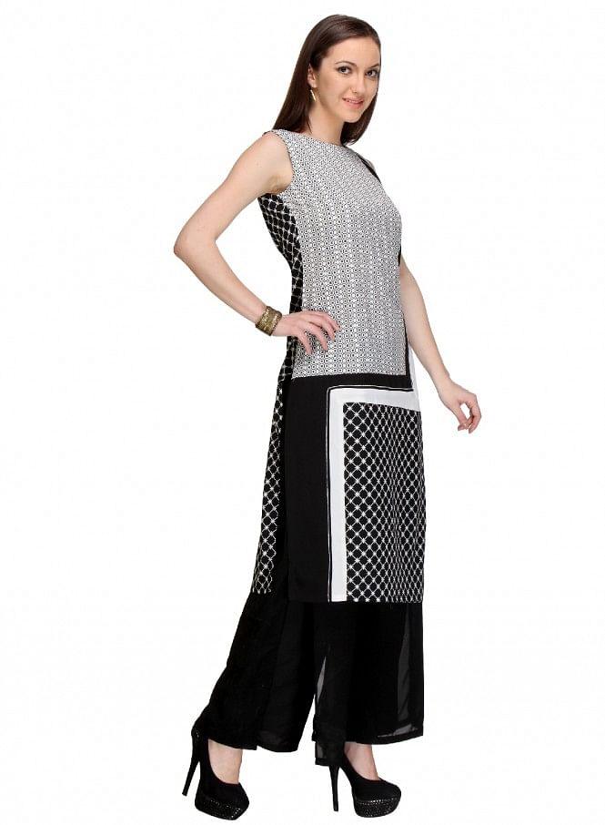 White Printed kurta - wforwoman