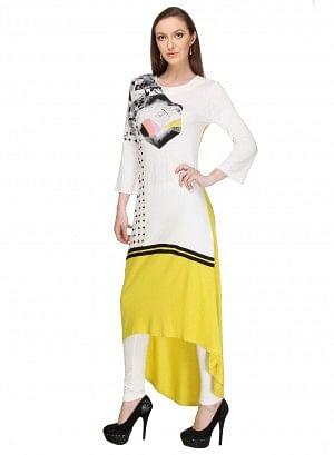 White Printed Stiletto kurta - wforwoman