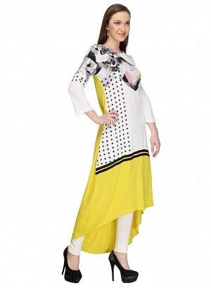 White Printed Stiletto kurta - wforwoman