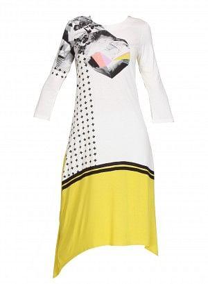 White Printed Stiletto kurta - wforwoman