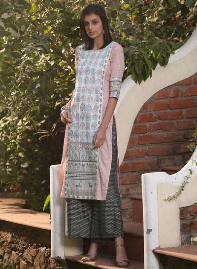 Pink Printed kurta - wforwoman