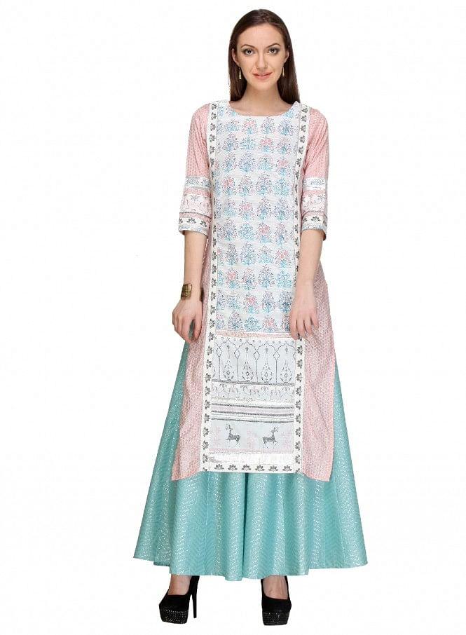 Pink Printed kurta - wforwoman