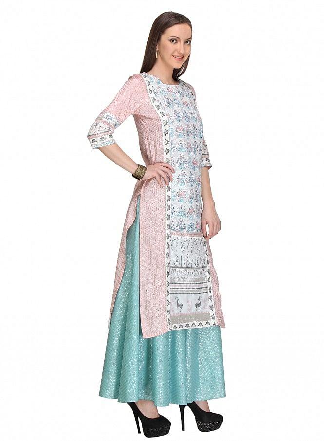 Pink Printed kurta - wforwoman