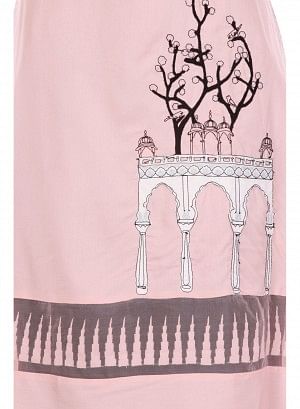 Pink Sleeveless Printed kurta