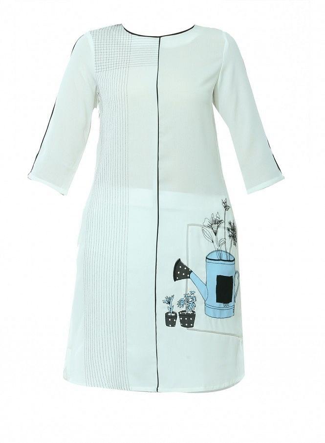 White Printed kurta - wforwoman