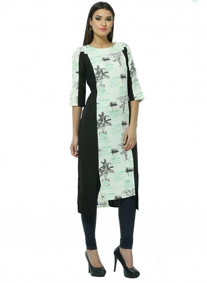 White Printed kurta - wforwoman