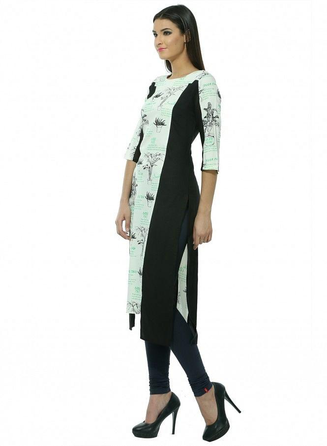 White Printed kurta - wforwoman