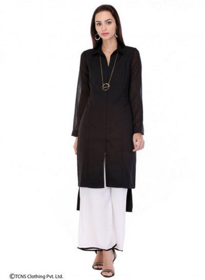 Black Full Sleeve kurta - wforwoman