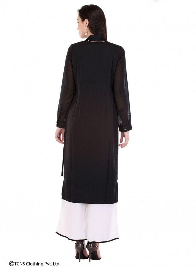 Black Full Sleeve kurta - wforwoman