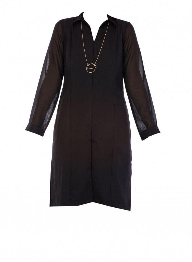 Black Full Sleeve kurta - wforwoman