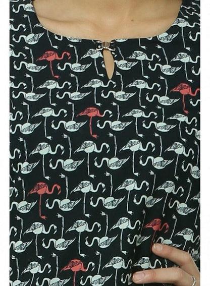 Black Printed kurta - wforwoman