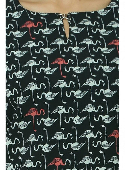 Black Printed kurta - wforwoman