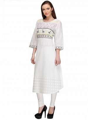 White Printed kurta