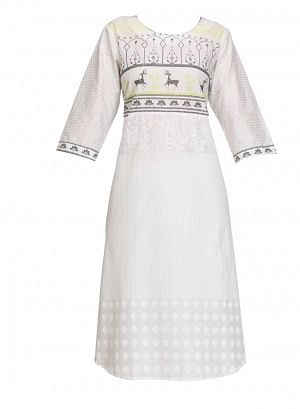 White Printed kurta