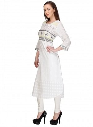 White Printed kurta