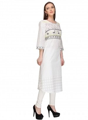 White Printed kurta