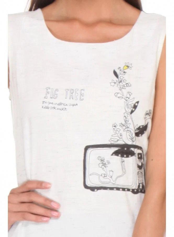 White Printed Top - wforwoman